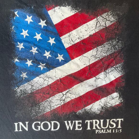 Delta Pro Weight Men Short Sleeve T-shirt size M, Black, America In God We Trust - Picture 5 of 8